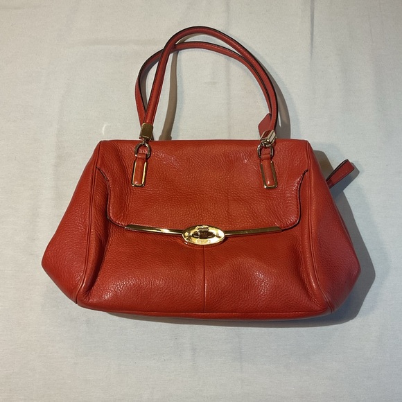 Coach Handbags - Coach Brick Orange Leather Madison Madeline East West Bag w/Shoulder Strap Red